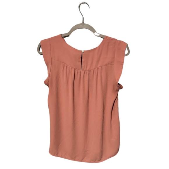 LOFT Women's Shirt Blouse Ruffle with Cap Sleeves Size Small Blush Color - Picture 4 of 4
